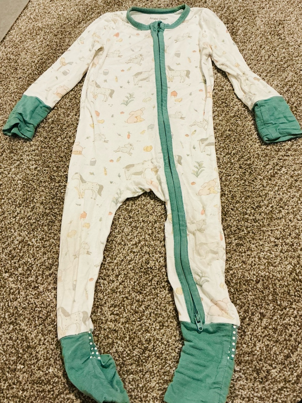Angel Dear (6-12 mos) Zip Forest Print Pajamas